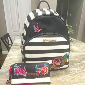 Betsy Johnson backpack with matching wristlet